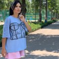 thumbnail image 5 of Camisetas de algodón de gran tamaño para mujer, ropa de calle informal para mujer, camisetas Harajuku Unisex, Top básico sólido para mujer, 5 of 5
