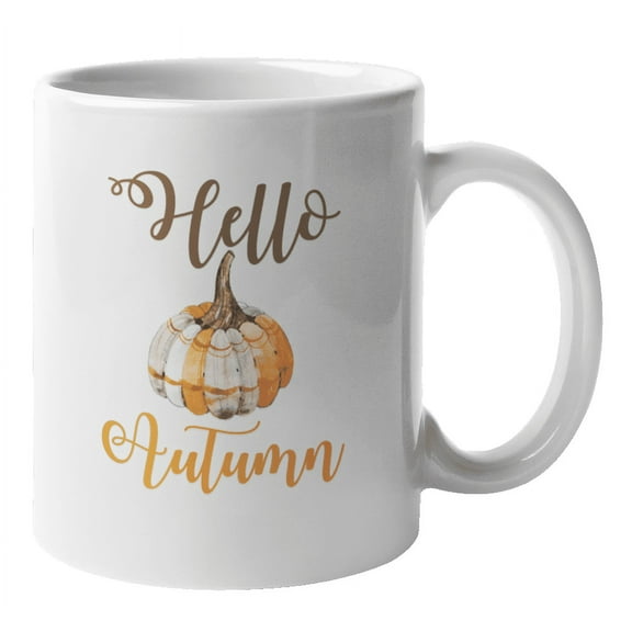 Hello Autumn Fall Themed Coffee & Tea Mug & Decor or Party Supplies (11oz)