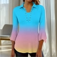 thumbnail image 5 of Clearance under 10$ Sevevn Women's Casual Printed 3/4 Sleeve Comfortable Blouse Button Decoration Lapel Fashionable Tops Deal of the Week Sky Blue XXL, 5 of 7