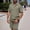 #0372-Army Green, variant on Ceisia Men's Linen Blend Striped 2 Piece Outfit Short Sleeve Button Down Shirt And Casual Shorts Set Army Green XL Gift