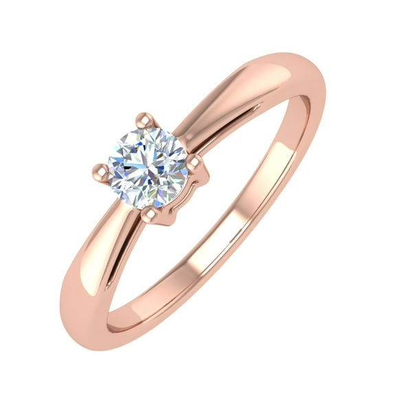 1/5 Carat 4-Prong Set Diamond Solitaire Engagement Ring Band in 14K Rose Gold (Ring Size 4.25)