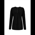 thumbnail image 3 of Sudadera Holgada Informal de Larga con Cuello en V para Mujer Negro M, 3 of 8