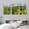 thumbnail image 3 of Ullo0ord False Window Sunflower Picture Decor Wall Art Faux Opening Windows floral Canvas Print with Framed, 3 of 4