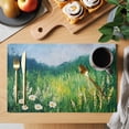 thumbnail image 2 of Placemat Set of 4 White Flowers Field Placemats for Dining Table Spring Oil Painting Washable Table Mats for Kitchen and Party Decor Indoor & Outdoor Use, 2 of 8