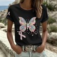 thumbnail image 2 of Puliio Womens Butterfly Ribbon Print T Shirt Short Sleeve Casual Awareness Summer Daily Tee, 2 of 5