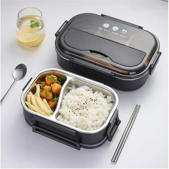 Vestitly 304 Stainless Lunch Box Leakproof Food Storage Containers Box For Adults Men Women Insulated Partitioned Box Student Heat Sealed Lunch Box Convenient Tableware