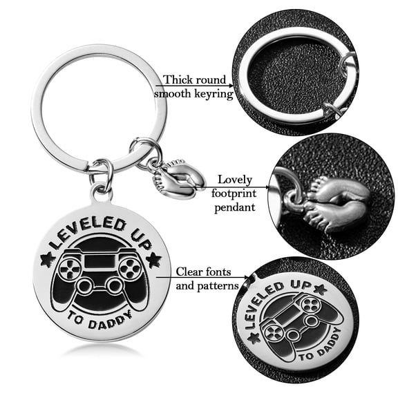 Game Theme 'New Dad' Keychain, Unique Gift for Father's Day Birthday