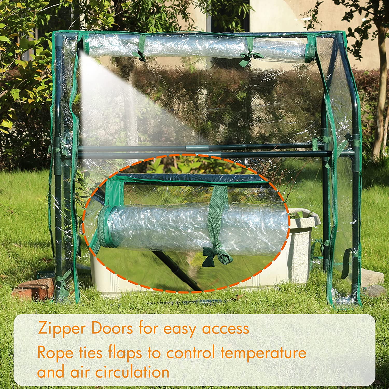 Gardzen Mini Greenhouse 36" x 19" x 33", Portable Small Greenhouse with Zippered Door for Seed Starting, Seedlings and Winter Protection