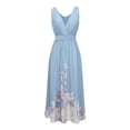 thumbnail image 4 of SONXAHE Women's Floral Print Maxi Dress Sleeveless Deep V-Neck Waisted Flowy Formal Evening Party Gown, 4 of 4