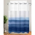 thumbnail image 5 of No Hook Shower Curtains, Navy Blue White Ombre Long Bathtub Curtains with Snap in Liner, Contemporary Minimalism Stripes Waterproof Washable Fabric Bathroom Shower Curtain Sets, 72" x 84", 5 of 7