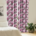 thumbnail image 2 of Ambesonne Exotic Curtains, Tropical Forest Theme Form, Pair of 28"x95", Seal Brown Pale Pink, 2 of 5