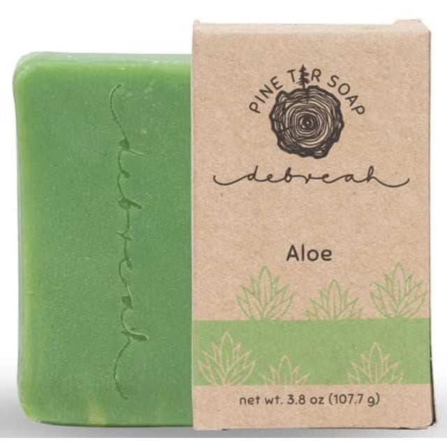 Jabón en barra de aloe Debreah Beneficios del alquitrán de pino con un olor fresco para hombres y mujeres Jabón facial y corporal vegano hecho a mano con proceso caliente