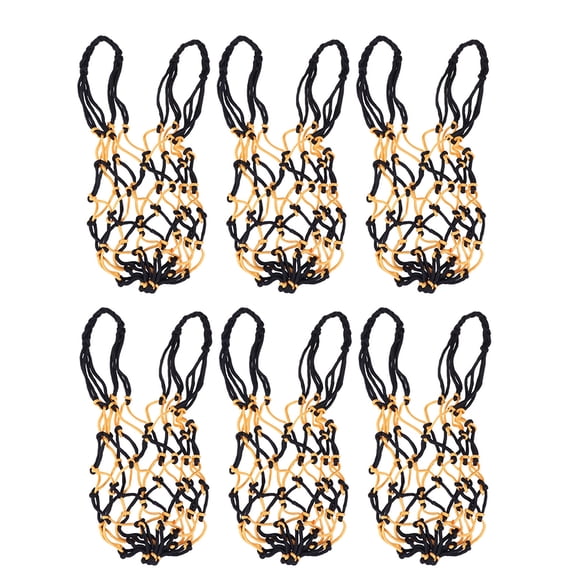 LOLIPPYY 6 Pcs Drawstring Ball Mesh Bag for Basketball Football Nylon Black