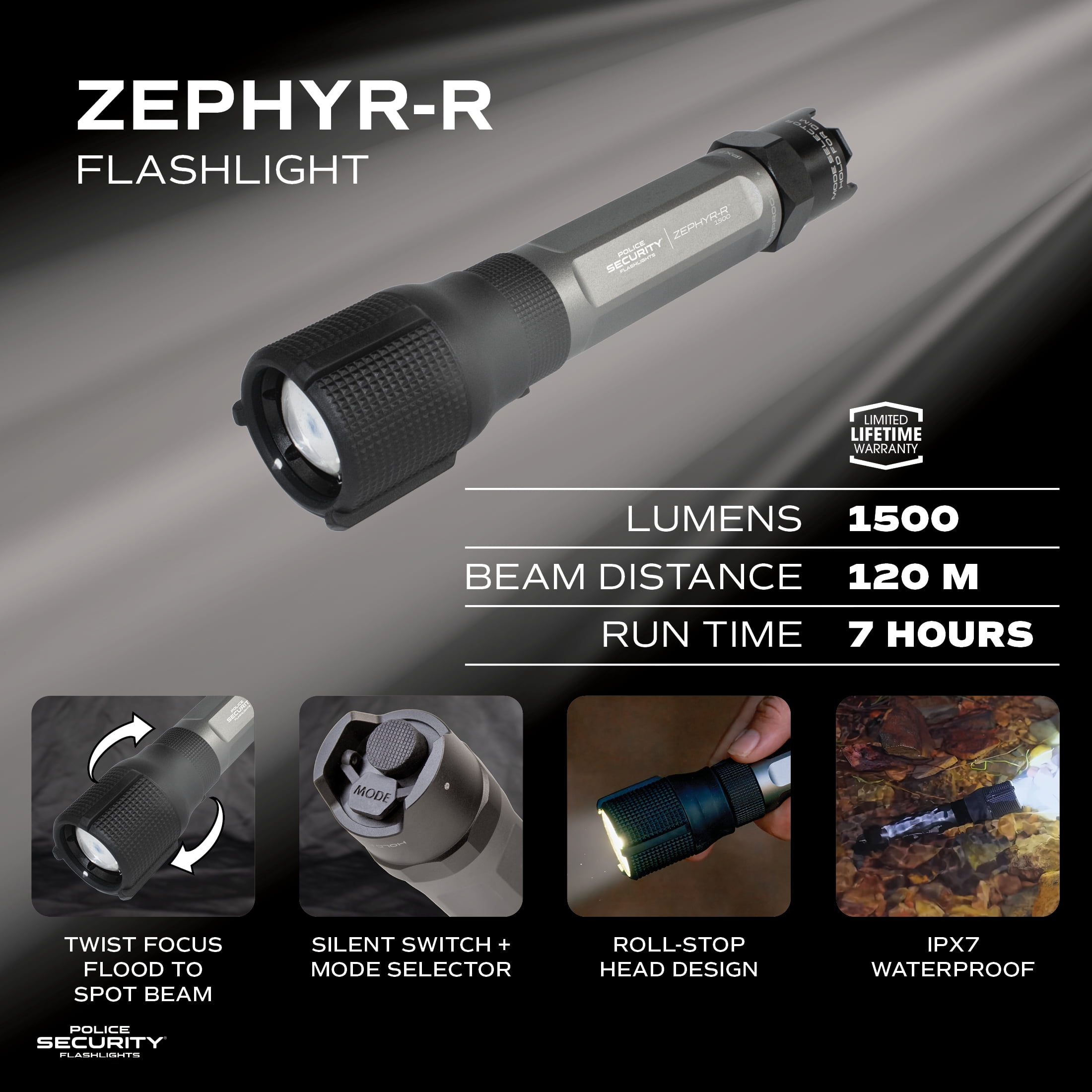 Police Security Zephyr-R Flashlight