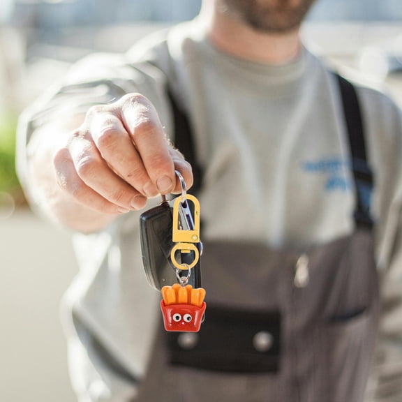 FELTECHELECTR 3Pcs Mini Artificial Fast Food Keychain Handmade Decoration For Keyring Pendant In 6.00X2.00X0.80cm Size