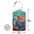 thumbnail image 2 of Rocae Sea Turtle in Coral for Leather Luggage Baggage Tags ID Label Privacy Cover ID Label with Stainless Steel Loop and Address Card, 2 of 5