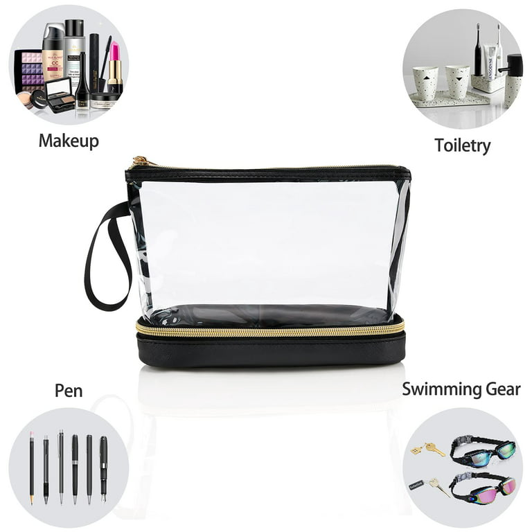 Ethereal Clear Makeup Bag, Small Makeup Bag for Purse Travel Makeup Bag for  Women TSA Approved Cosmetic Bag Waterproof Toiletry Bag Black
