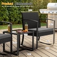 thumbnail image 3 of Homall 3 Pieces Outdoor Rocking Chairs, PE Rattan Chairs with Cushions and Coffee Table Conversation Set, 3 of 7