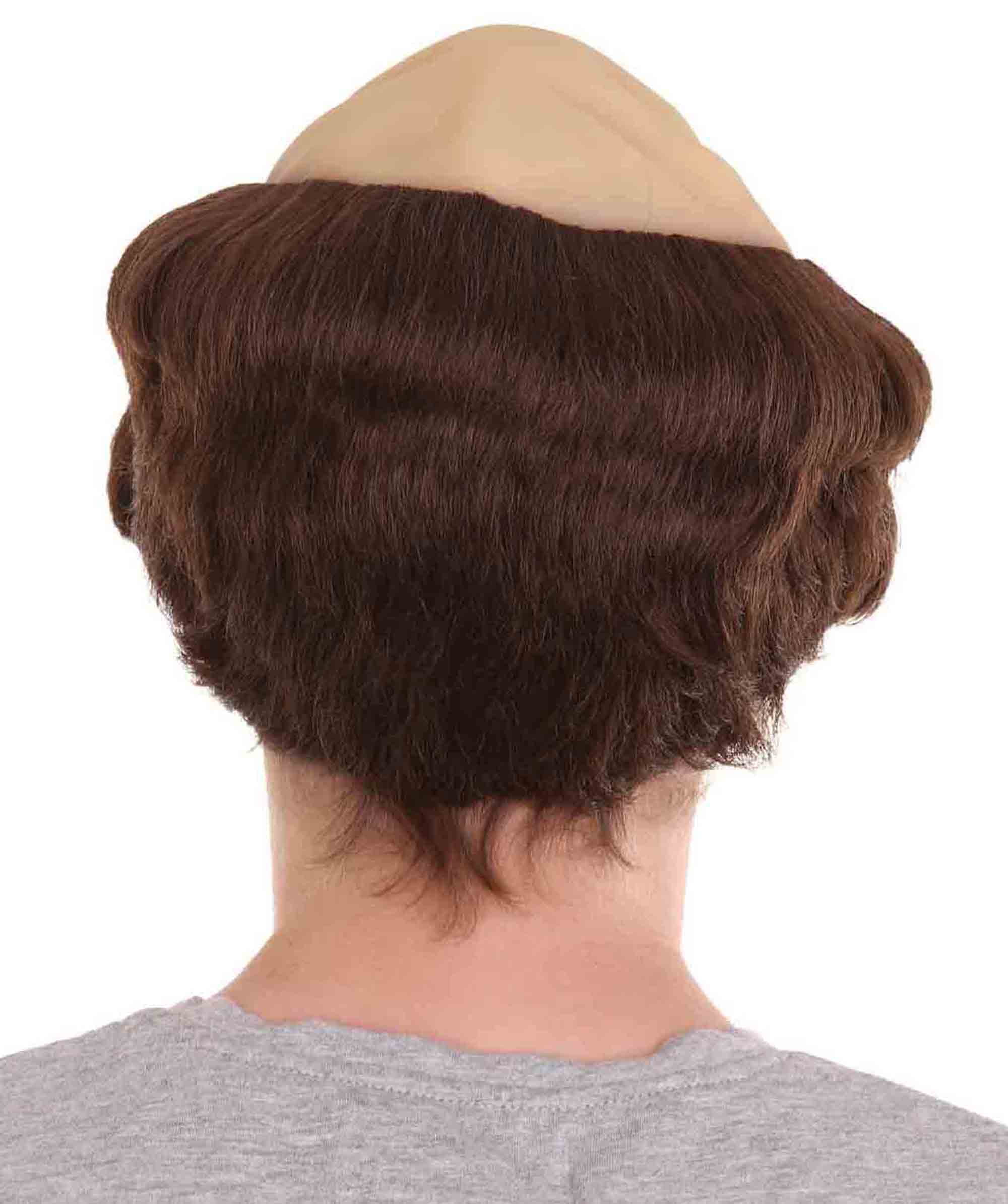 HPO Men's Balding Friar Father Wig for Adults – Brown Costume Hair for Halloween Cosplay
