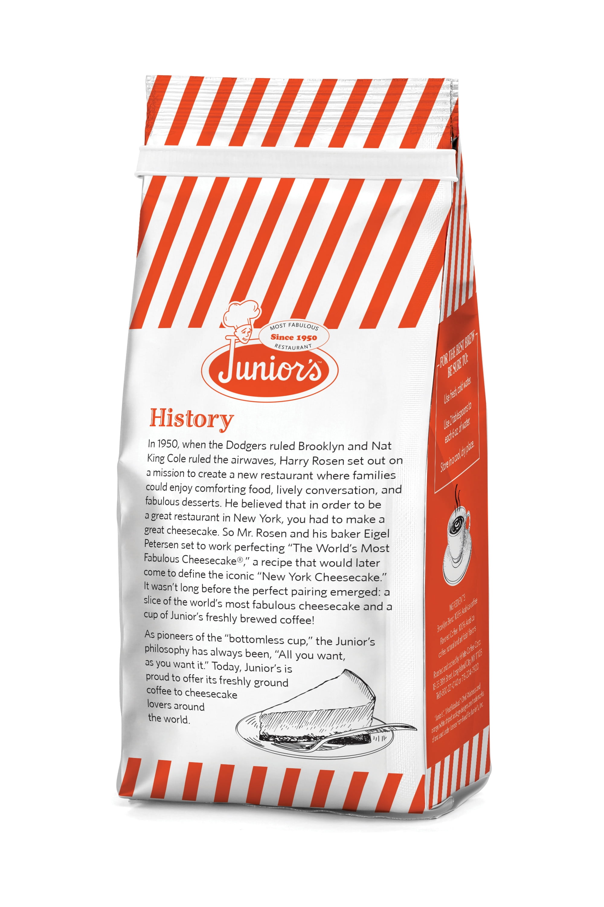 Junior's Most Fabulous Brooklyn Blend, Medium Roast Ground Coffee, 2/12 oz bags