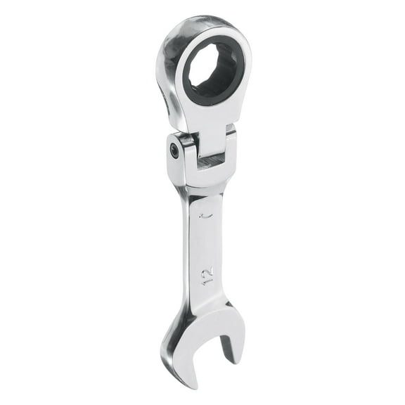 Flex-Head Ratcheting Combination Wrench 12mm Metric 72-Teeth CR-V Steel Polished Chromium Plating Open End Ratchet Spanner Gear for Fasteners Nut Bolt