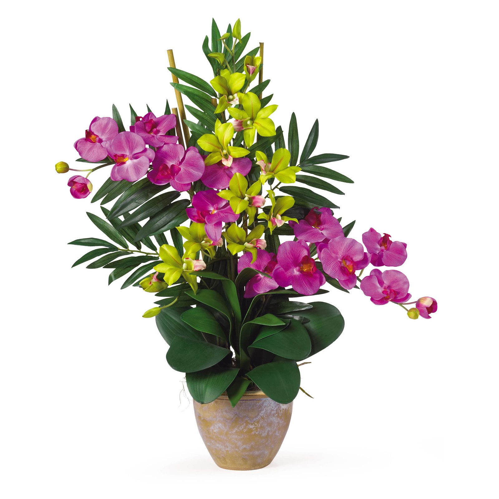 Nearly Natural Double Phalaenopsis and Dendrobium Orchid Silk Flower