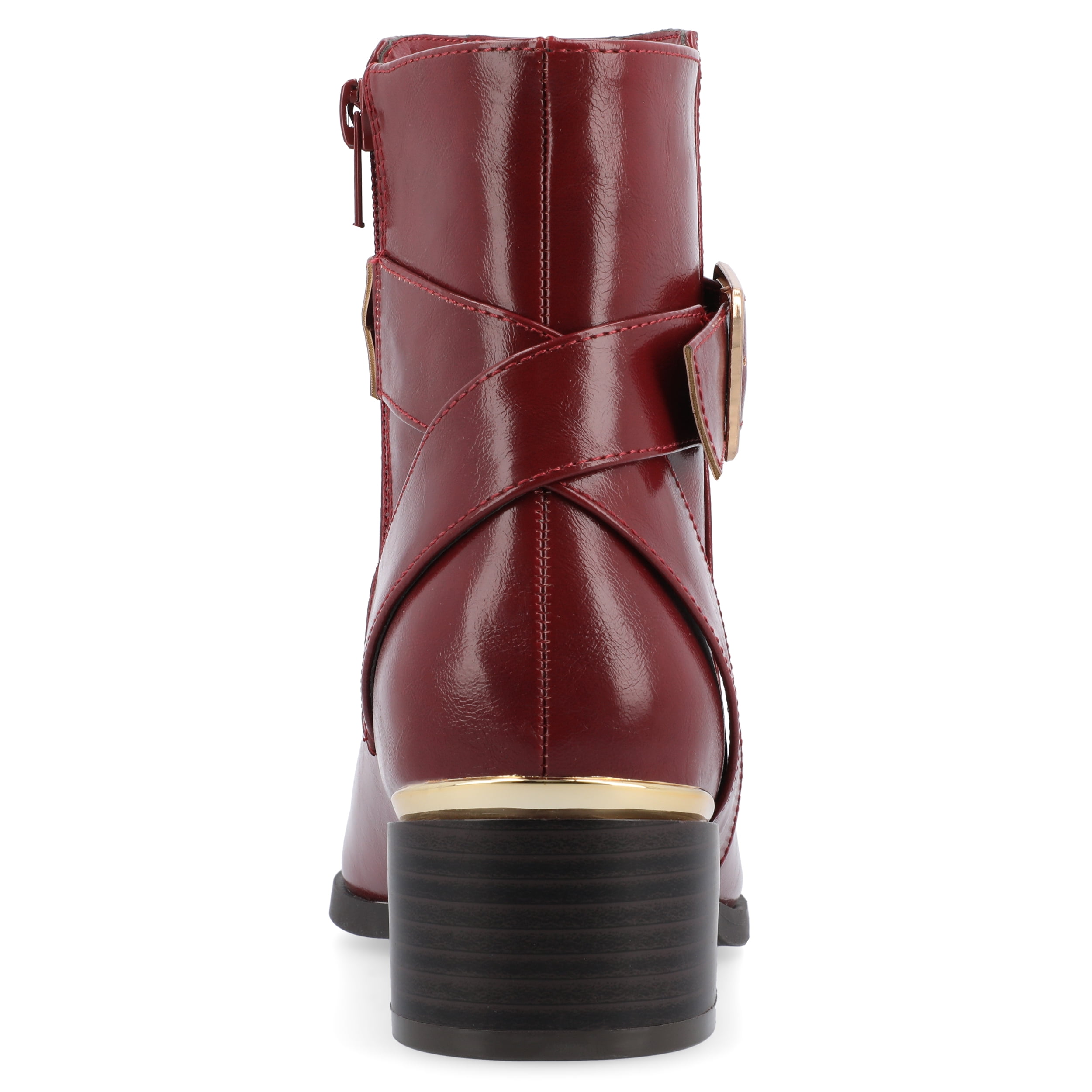 Journee Womens Elley Stacked Block Heel Square Toe Booties