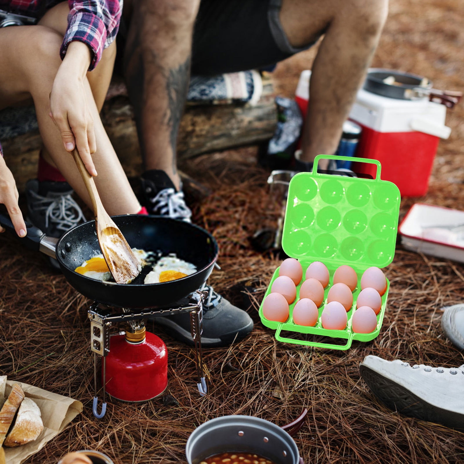 JilgTeok 4 Packs Portable 12 Egg Carrier Case ABS Plastic Camping Egg Storage Box with Handle for Outdoor Hiking Travel