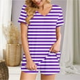 thumbnail image 2 of Fashion 2 Piece Outfits for Women Striped Casual Home Two-piece V-neck Top With Pocket Shorts Set, 2 of 6