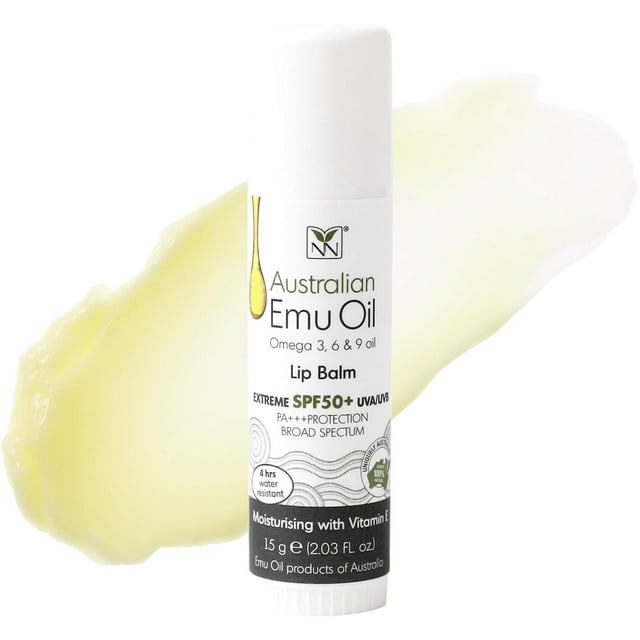 Bálsamo Labial Y-Not Natural Emu SPF50+ Resistente al Agua con Vitamina E y Omega 3, 6, 9