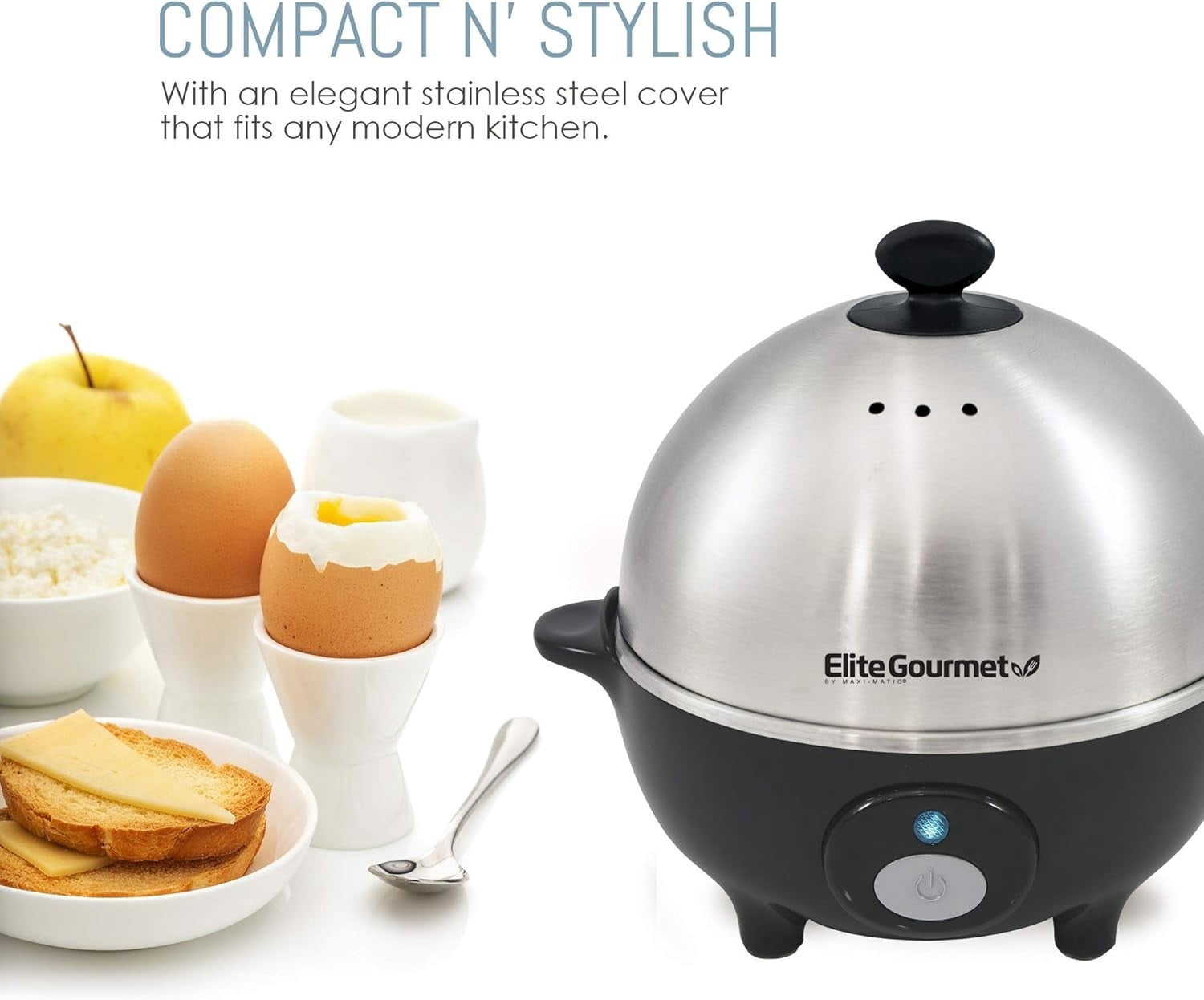 Elegant Egg Cooker with Recipe Book: Perfectly Cooked Eggs and Poached Delights