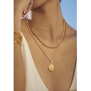 U7 Holy Virgin Mary Medal Necklace for Womens 14K Yellow Gold Plated Cross Chain Lady of Guadalupe Pendant Miraculous Catholic Christian Jewelry