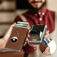 thumbnail image 5 of Billetera inteligente Airtag para hombre con compartimento para monedas y tarjetero para protección RFID pequeña (marrón), 5 of 5