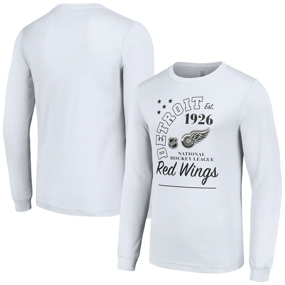 Men's Starter White Detroit Red Wings Arch City Theme Graphic Long Sleeve T-Shirt