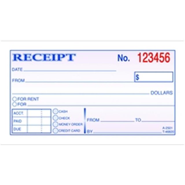TOPS Carnet de Reçus d'Argent, 2 Parties, Sans Carbone, 50 ST par BK