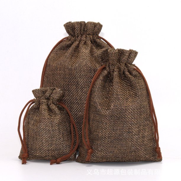 Bolsa de regalo de Navidad para guardar joyas, bolsita con cordón, bolsa de lino de imitación