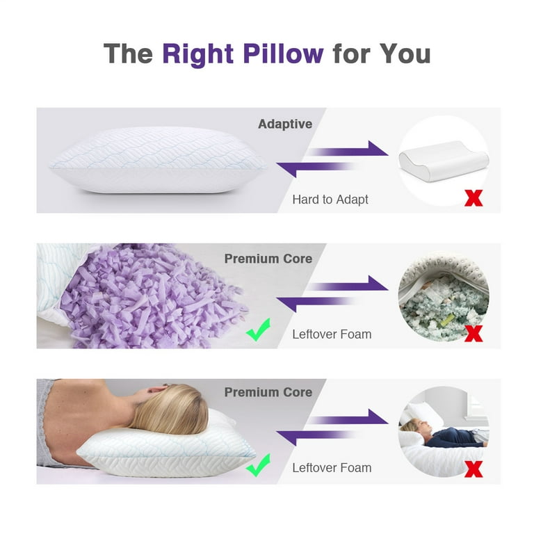  Xtreme Comforts Memory Foam Pillows Made in The USA - Queen  Size, Slim Cooling Pillow for Sleeping on Side, Back & Stomach - Firm and  Soft Bed Pillows : Home & Kitchen