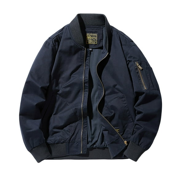 Rggeeun Mens Jacket Men's Spring Fall Loose Large Size Baseball Clothing Collar Casual Jacket Outwear Fashion