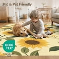 thumbnail image 4 of ODIKA 8'x10' Yellow Warm Sunflower Elegance Washable Area Rug Helianthus Annuus Floral Pattern Charm for Dining Room, Large Office, Lounge, Non-Slip Chair-Friendly Mat, 4 of 7