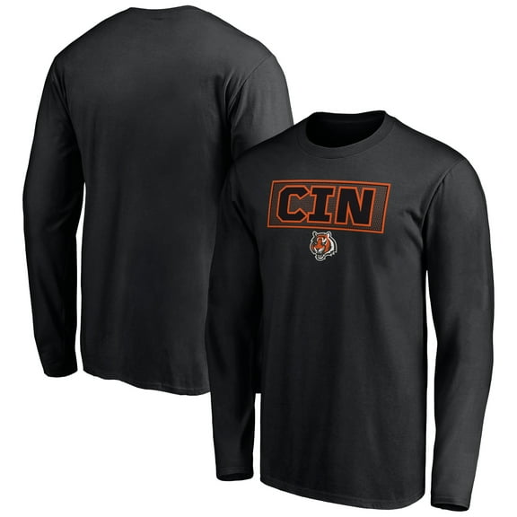 Men's Black Cincinnati Bengals Squad Throwbacks Long Sleeve T-Shirt