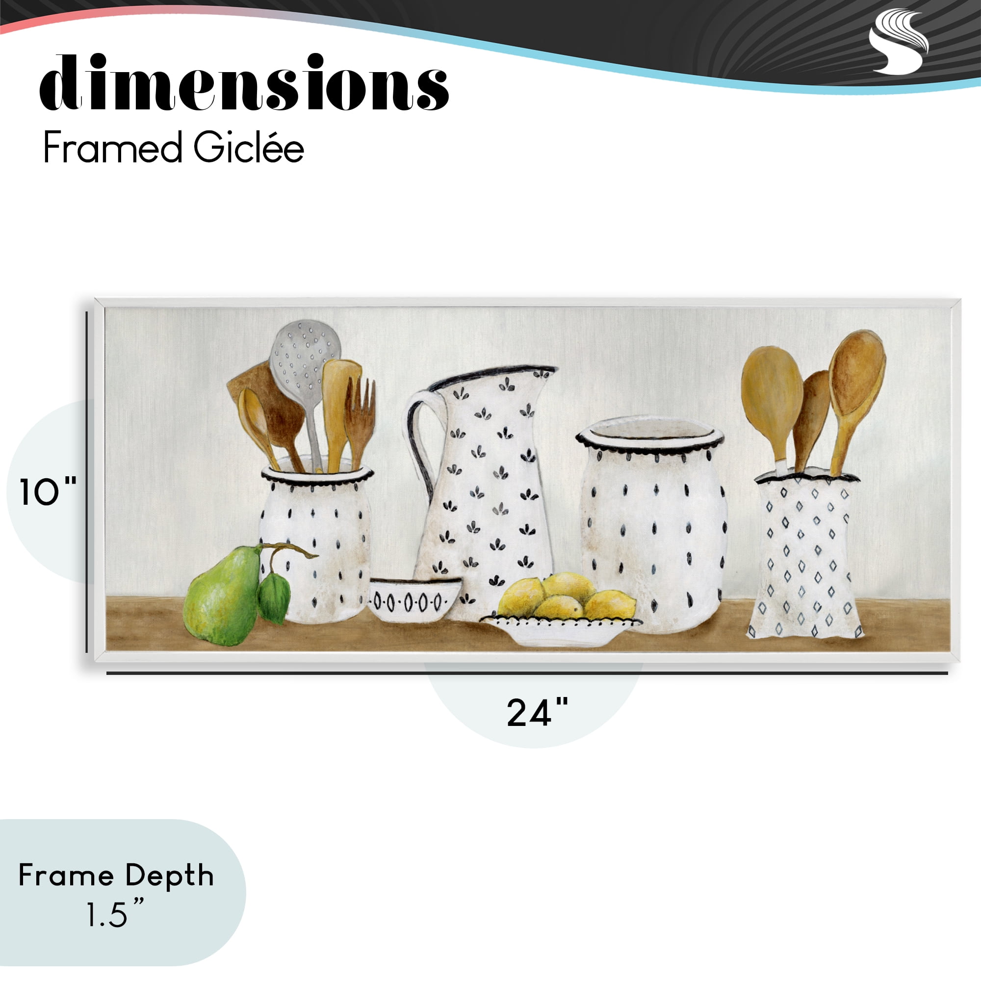 Stupell Industries Kitchen Jugs & Utensils White Framed Giclee Art, design by Janet Tava