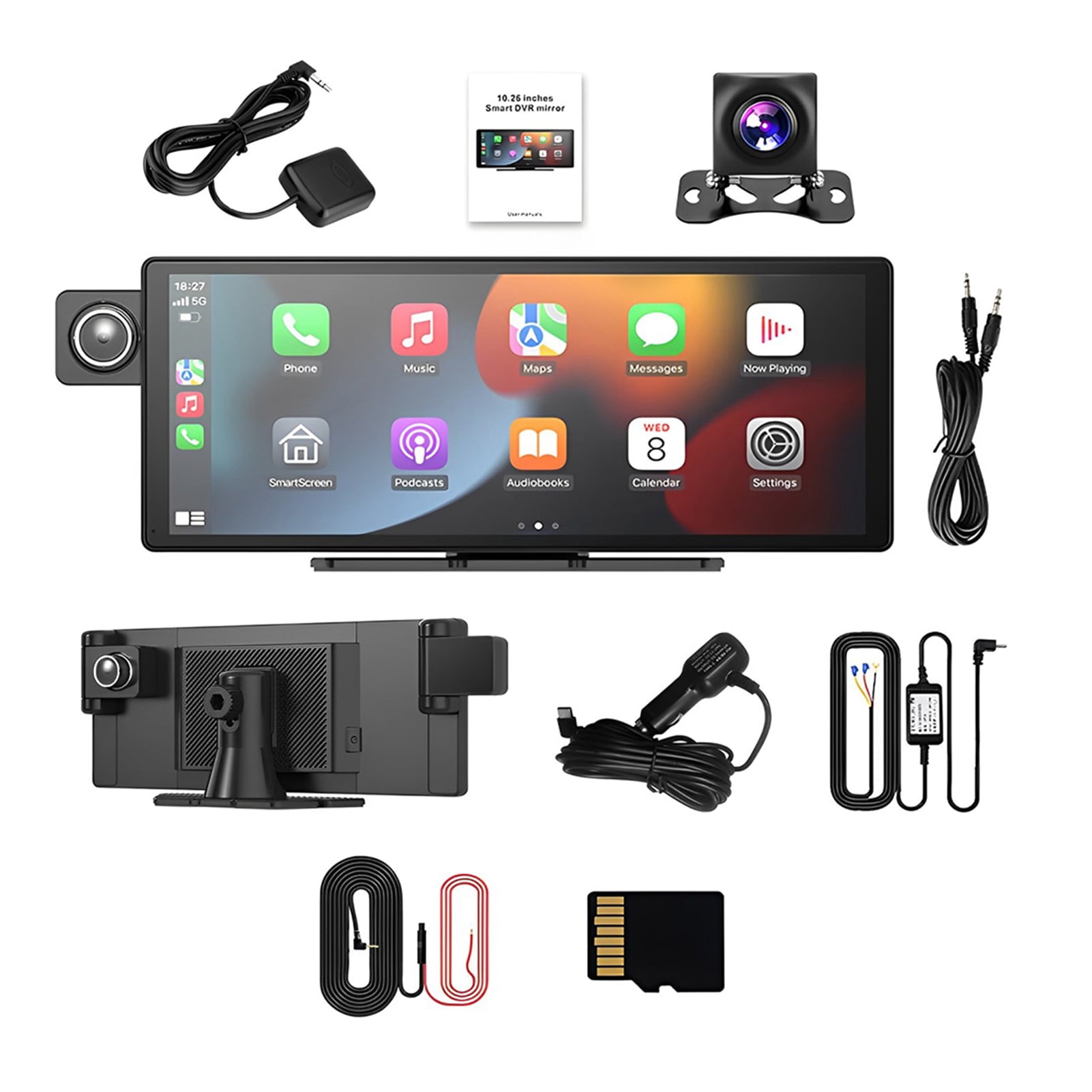 fastboy 10.26 Screen Car Dash Cam 3Lens 2K Front Inside 1080P Rear 10.26 Dash Cam Car Dvr Wireless Car Play Dash Cam