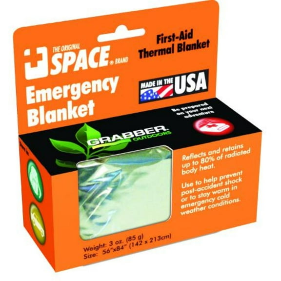 Grabber Outdoors The Original Space Brand Emergency Survival Blanket, Silver, 3oz. 56" X 84"