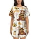 thumbnail image 1 of Balery Cute Bee Honey Jar Hive Bear Conjunto de Pijama para Mujer con Estampado, Dos Piezas de Manga Corta y Shorts, Ropa de Dormir Suave con Cuello Redondo y Bolsillos-3X-Large, 1 of 6