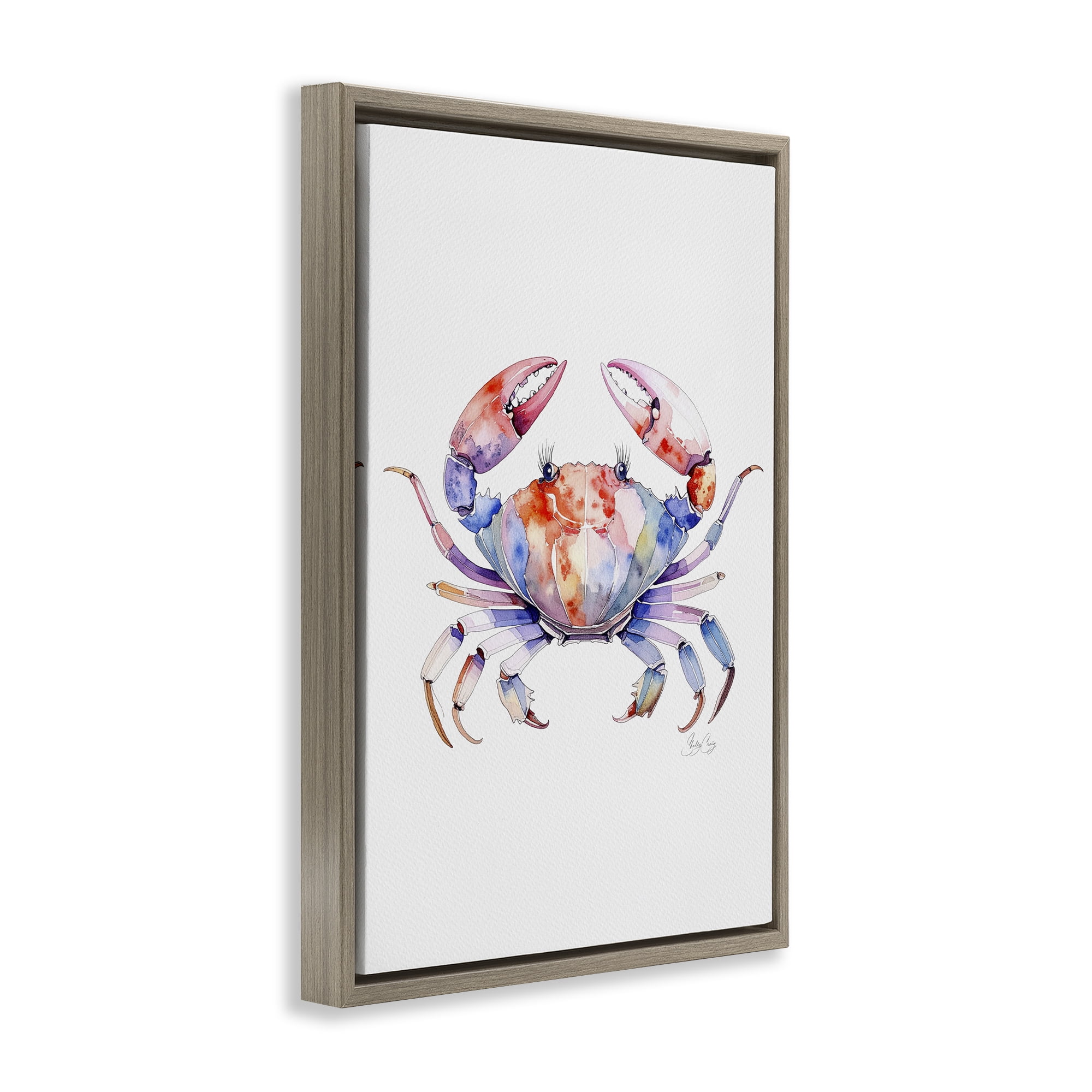 Stupell Industries Tide Dancer Crab Brown Framed Floater Canvas Wall Art, design by Shelly Craig