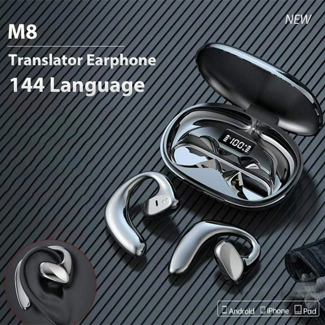 POINTERTECK Translation headset Bluetooth headset wireless binaural simultaneous translation multi-language mutual translation intelligent online translation earphones