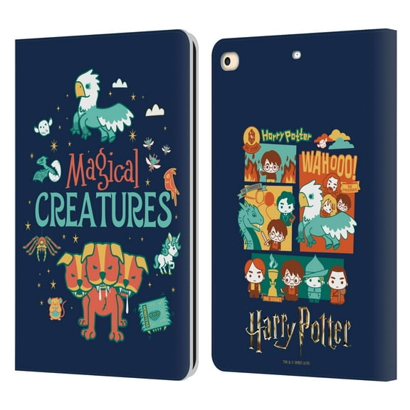 Head Case Designs Officially Licensed Harry Potter Deathly Hallows I Magical Creatures Leather Book Wallet Case Cover Compatible with Apple iPad 9.7 2017 / iPad 9.7 2018