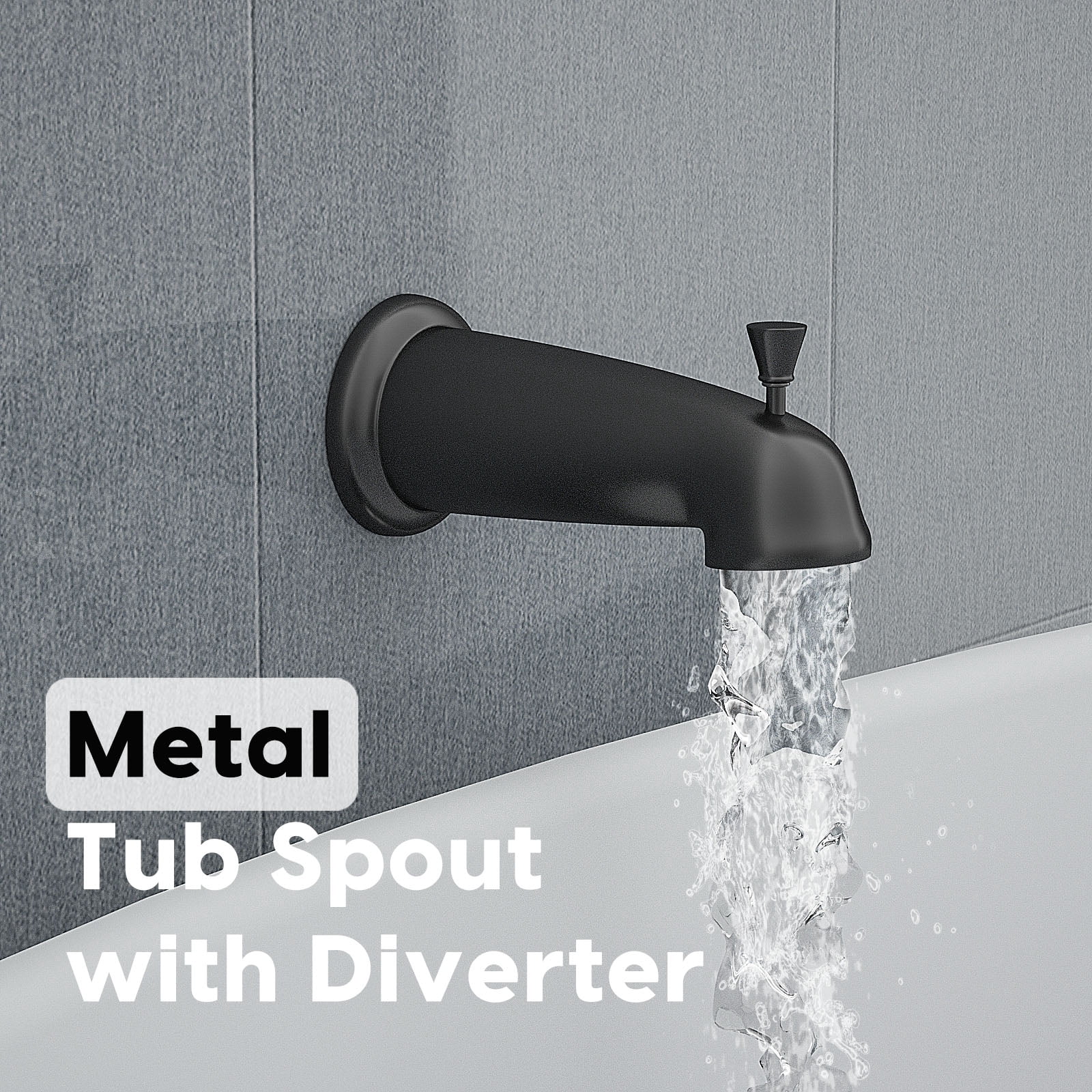 ROSYNEY Shower and Tub Faucet Set - with Tub Spout (Valve Included), Black Shower Head and Handle Set with Handheld,Matte Black