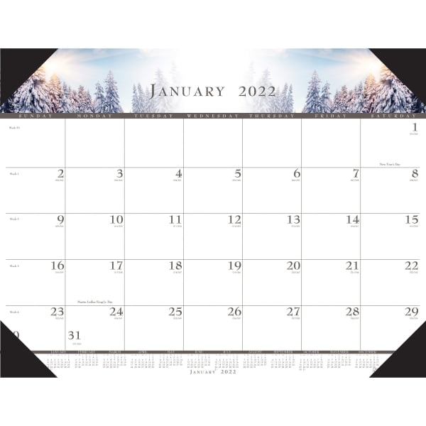 House of Doolittle Recycled Illustrated Desk Pad Calendar - Julian Dates - Monthly - January 2022 till December 2022 - 1 Month Single Page Layout - 22' x 17' Sheet Size - 2.38' x 2.88' Block - Desk