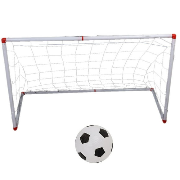 Portable Mini Plastic Soccer Goal Net Set with Ball Pump, Lightweight and Durable for Children Practice